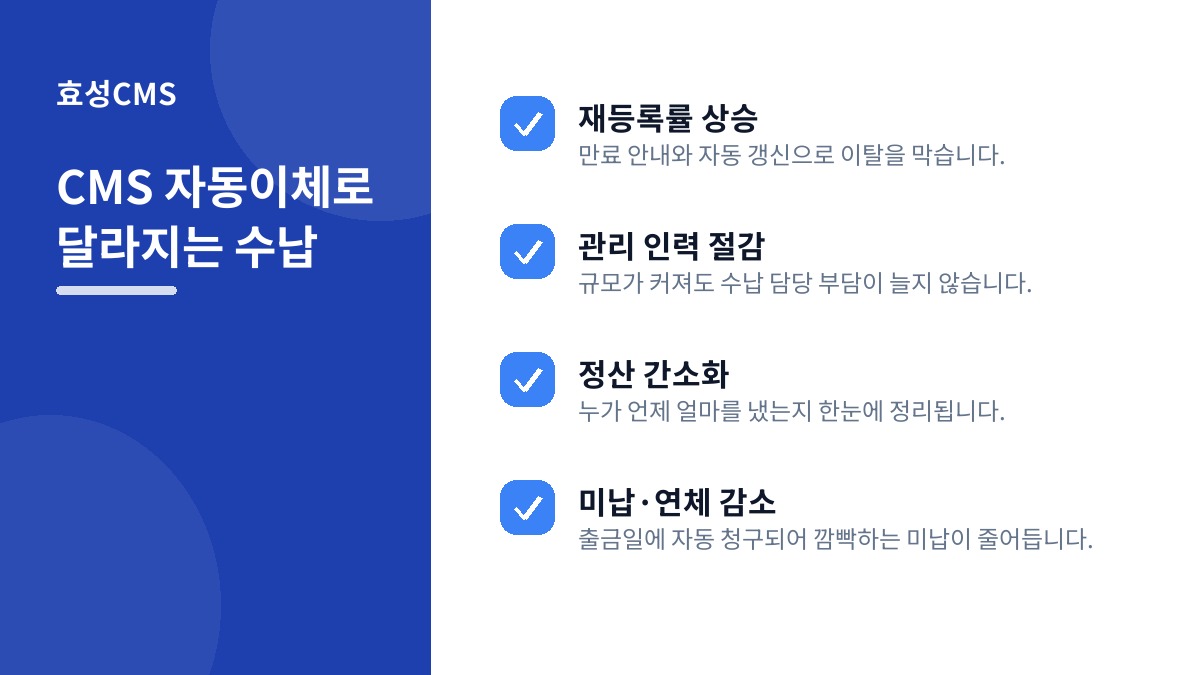 CMS 자동이체로 달라지는 수납