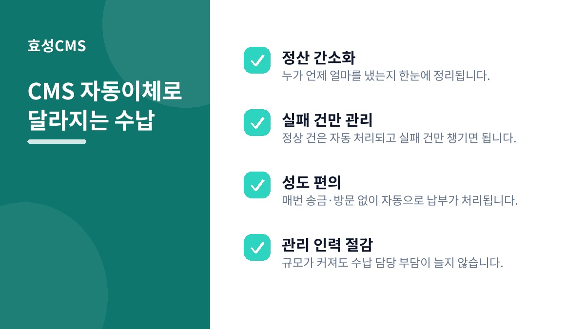 CMS 자동이체로 달라지는 수납