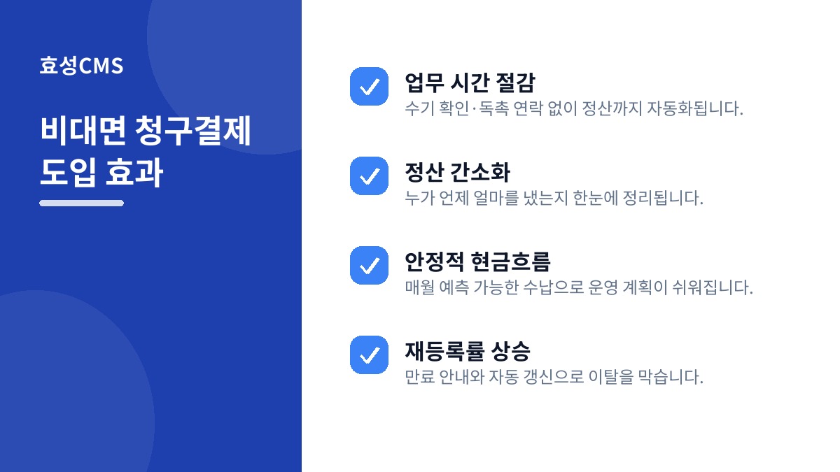 비대면 청구결제 도입 효과