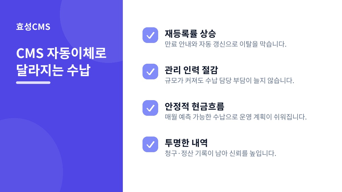 CMS 자동이체로 달라지는 수납