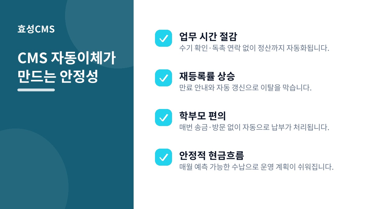 CMS 자동이체가 만드는 안정성