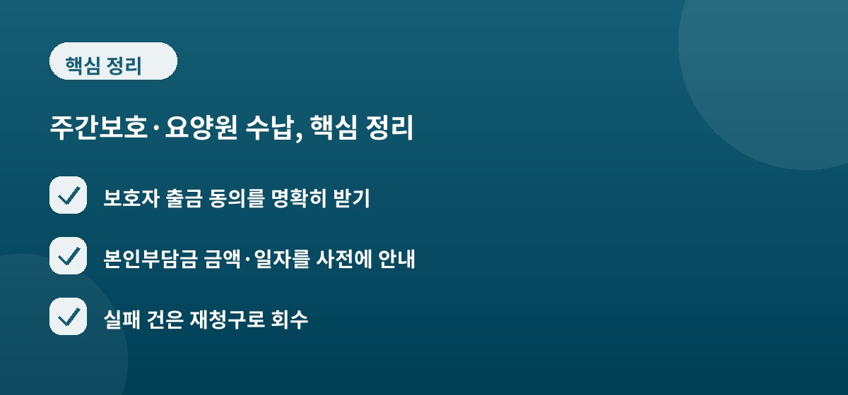 주간보호·요양원 수납, 핵심 정리