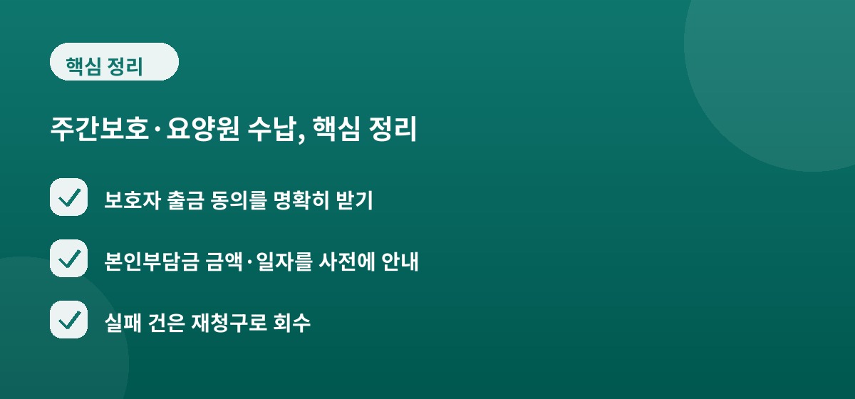 주간보호·요양원 수납, 핵심 정리