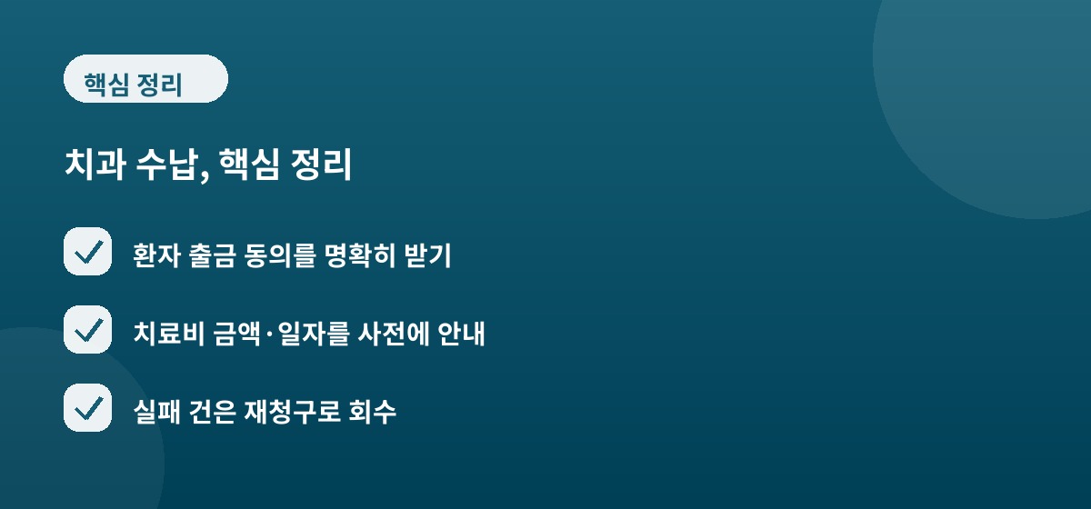 치과 수납, 핵심 정리