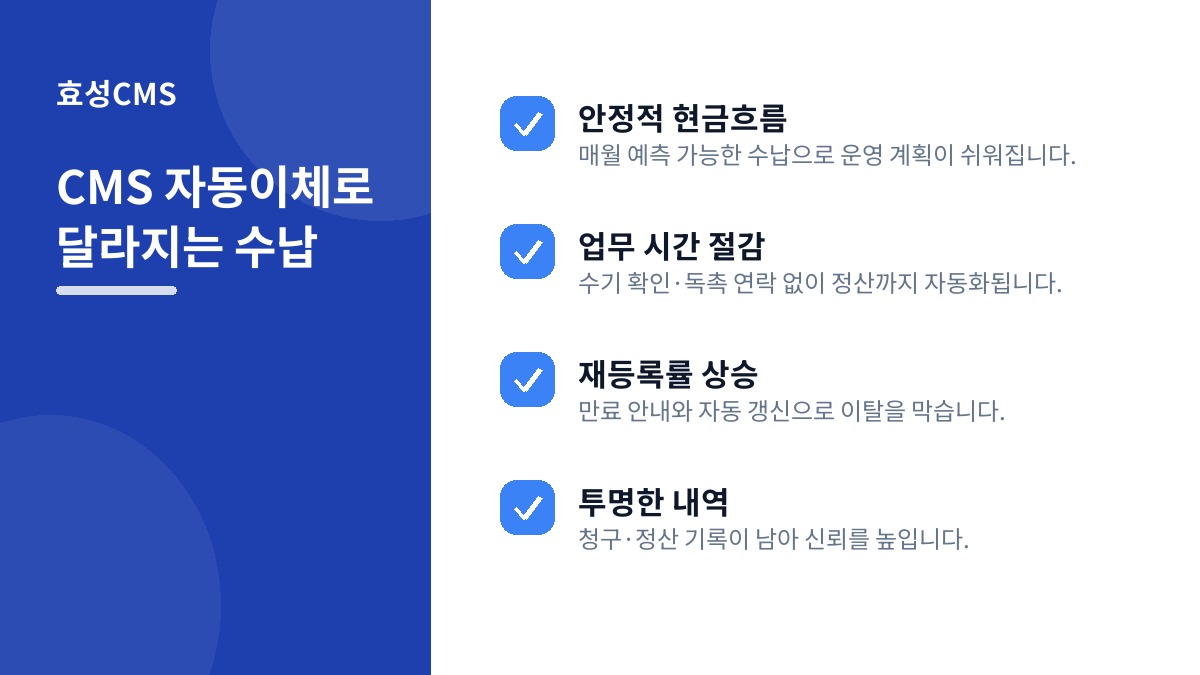 CMS 자동이체로 달라지는 수납