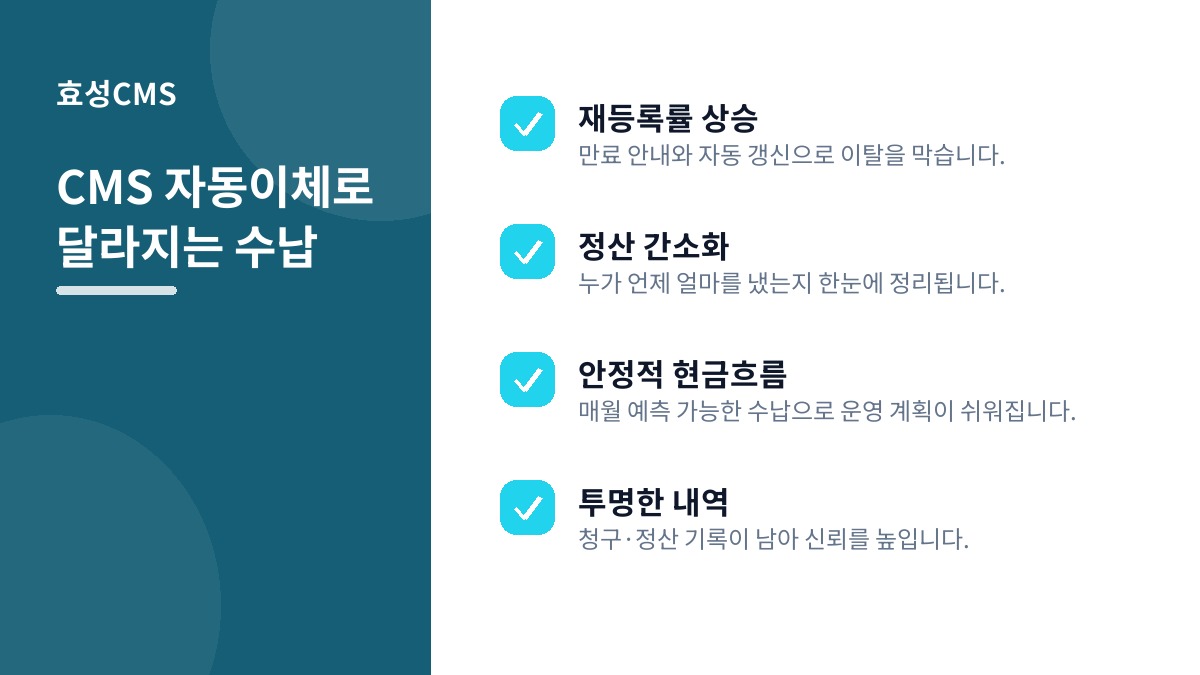 CMS 자동이체로 달라지는 수납