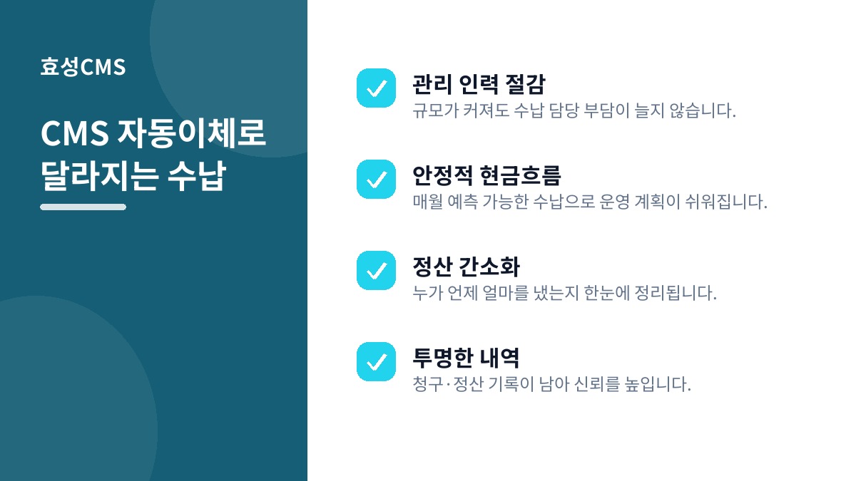 CMS 자동이체로 달라지는 수납