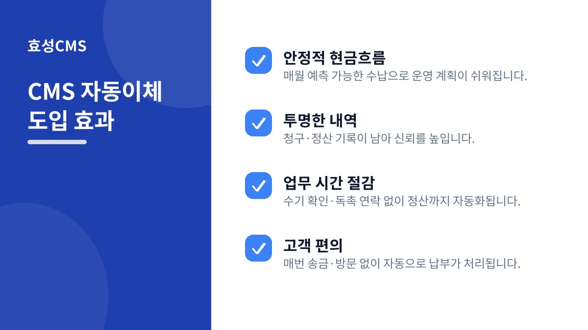 CMS 자동이체 도입 효과