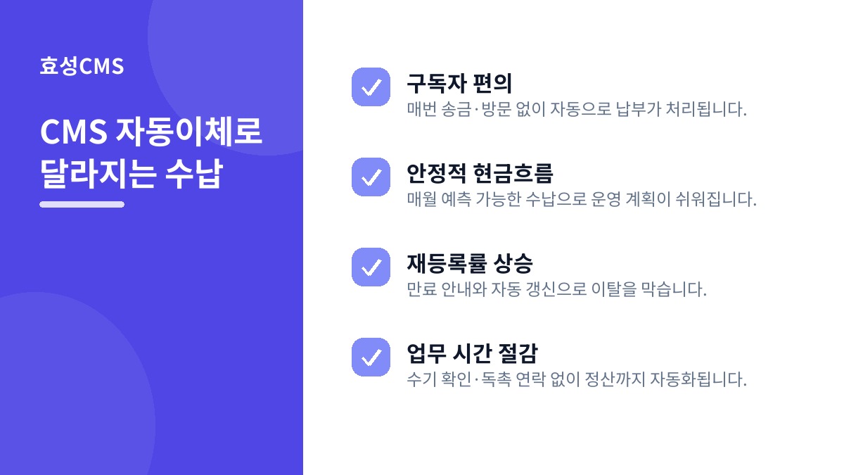 CMS 자동이체로 달라지는 수납