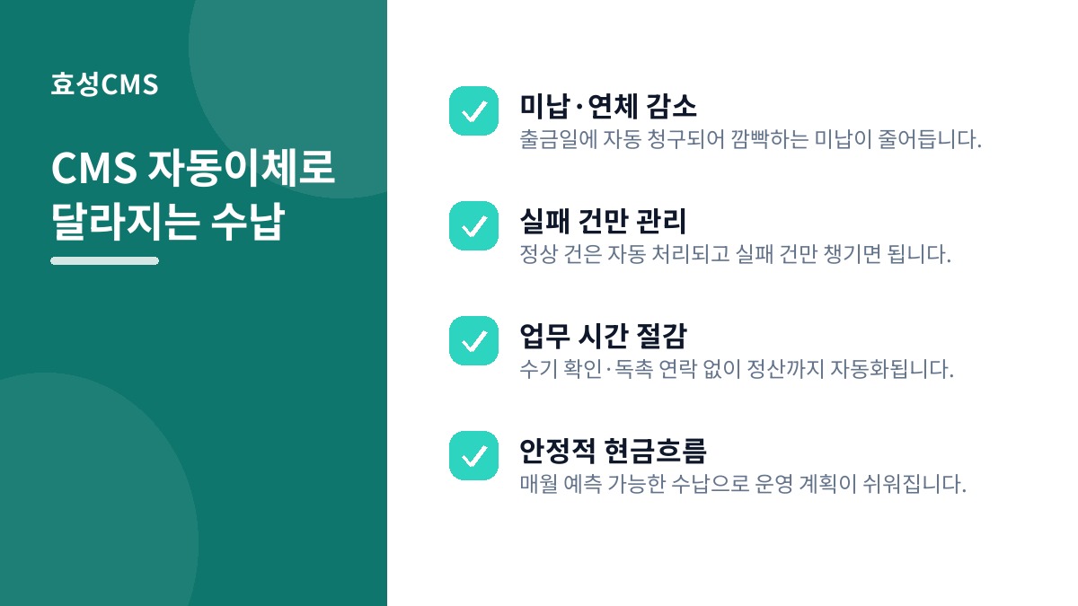 CMS 자동이체로 달라지는 수납