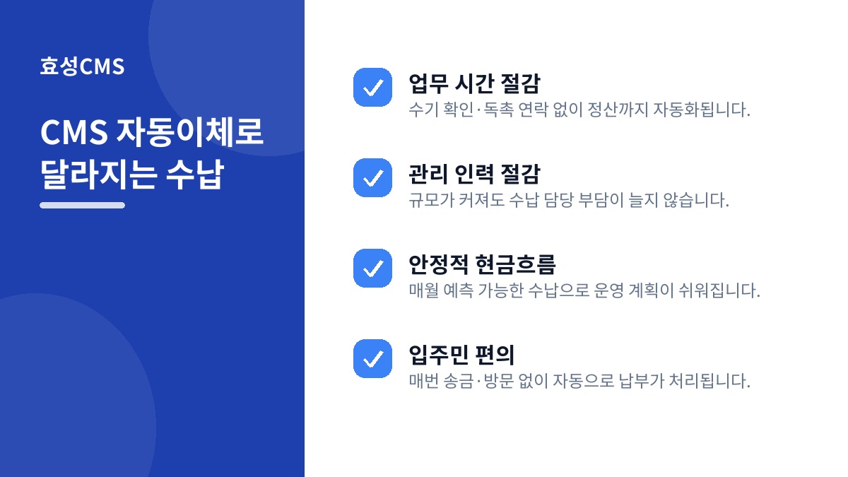 CMS 자동이체로 달라지는 수납