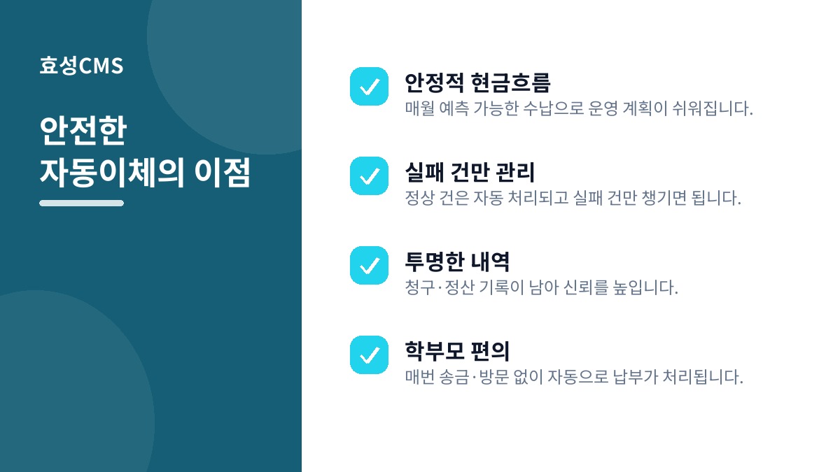 안전한 자동이체의 이점