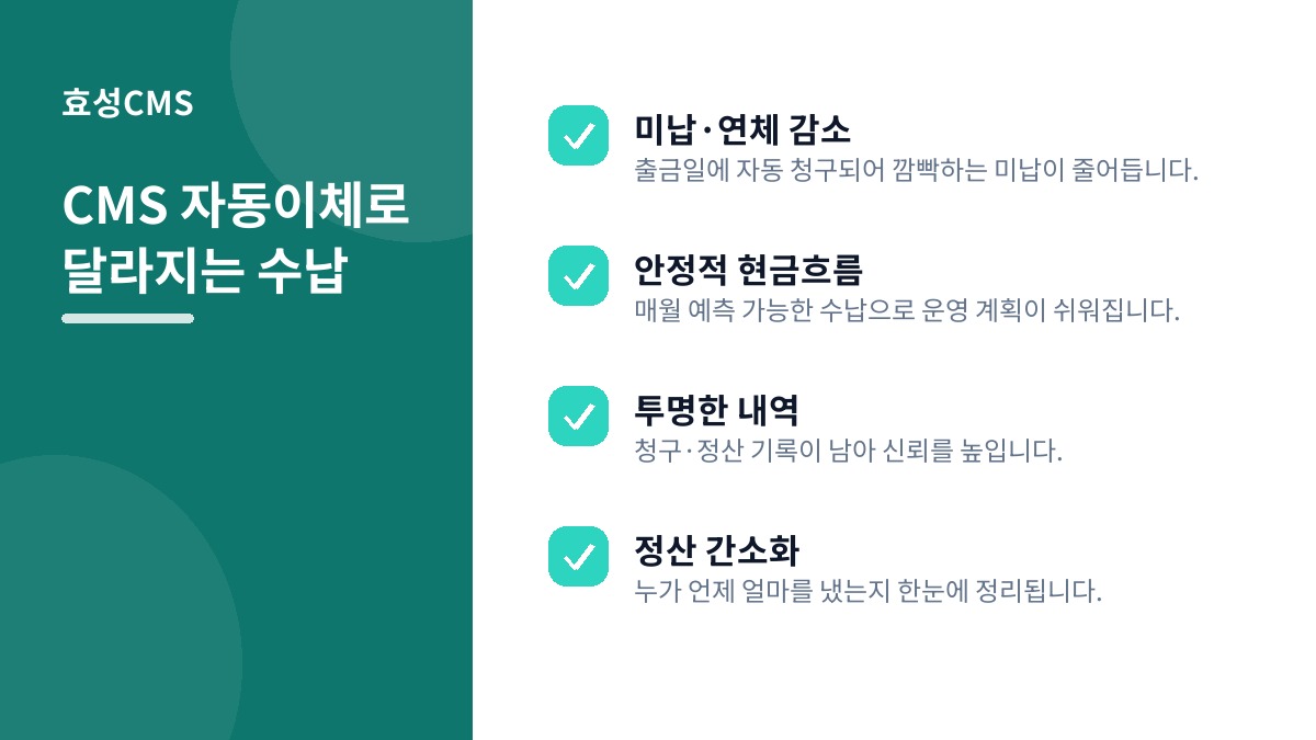 CMS 자동이체로 달라지는 수납