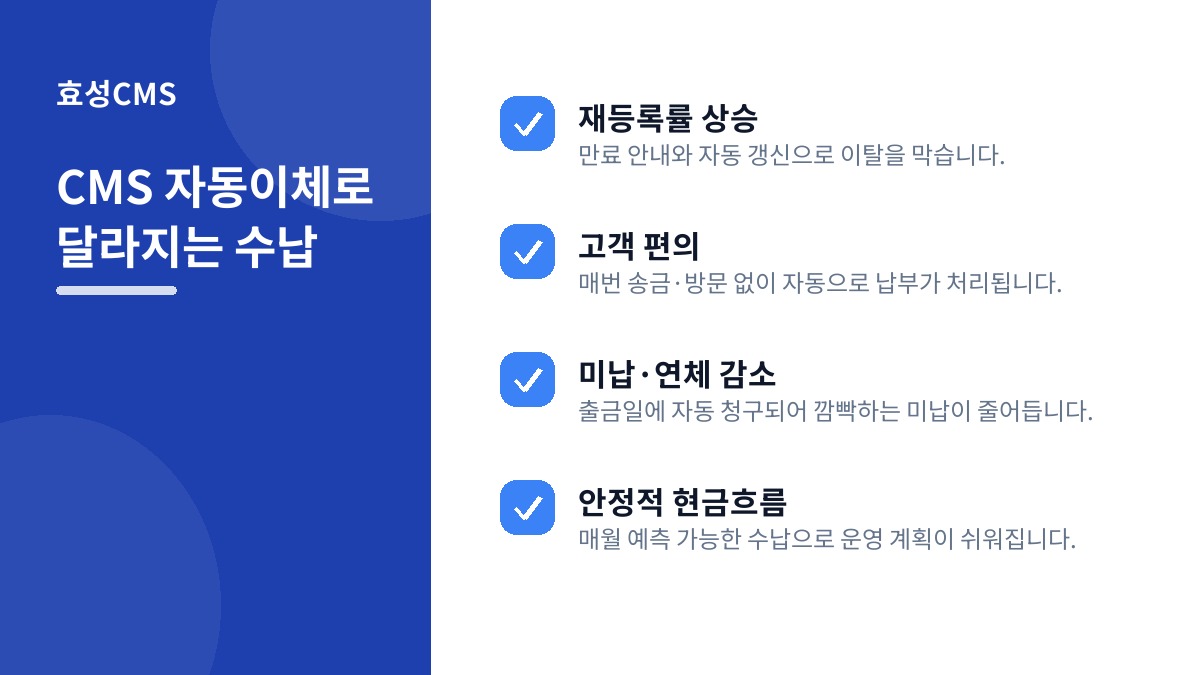 CMS 자동이체로 달라지는 수납